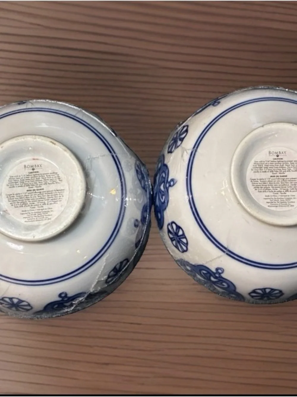 BOMBAY COMPANY Bowl In Candle Set Chinoiserie Blue White Porcelain- Vanilla